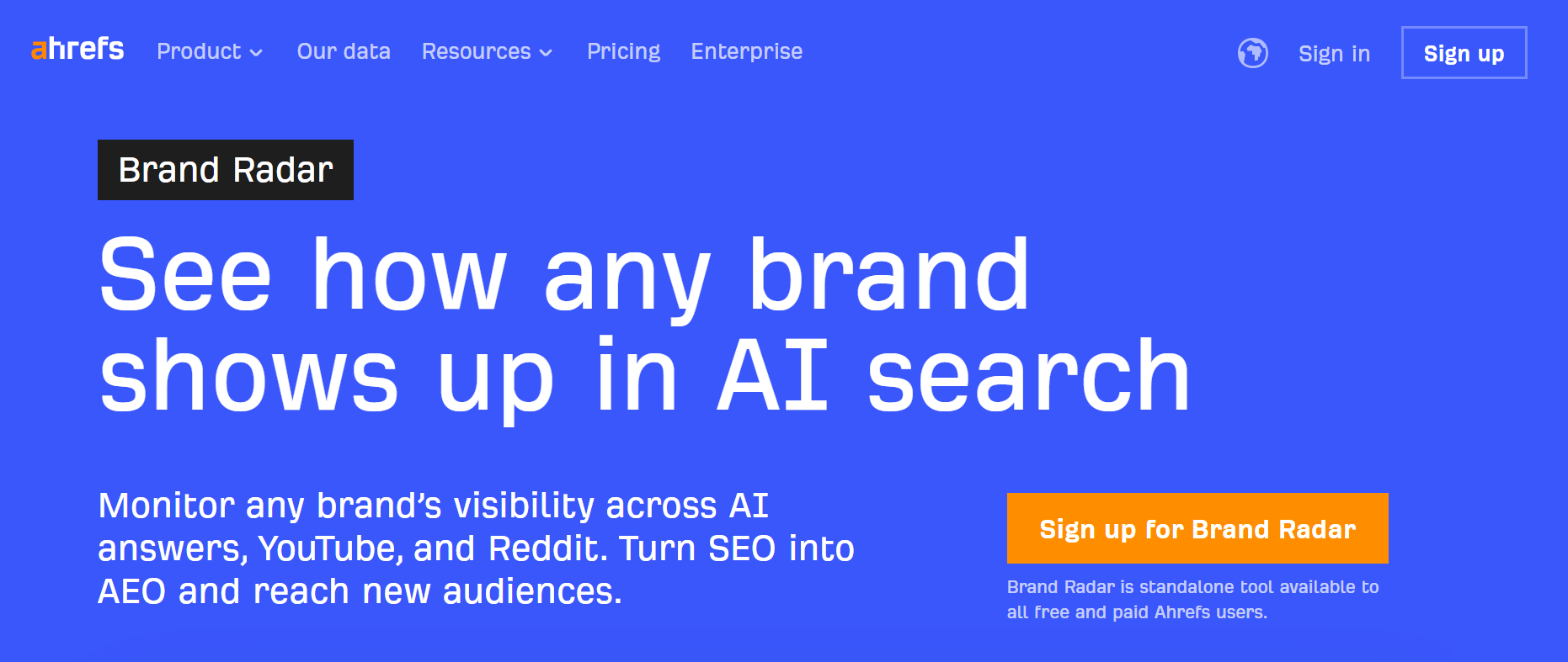 Ahrefs brand radar